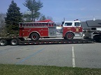 Fire Truck on Lowboy Trailer